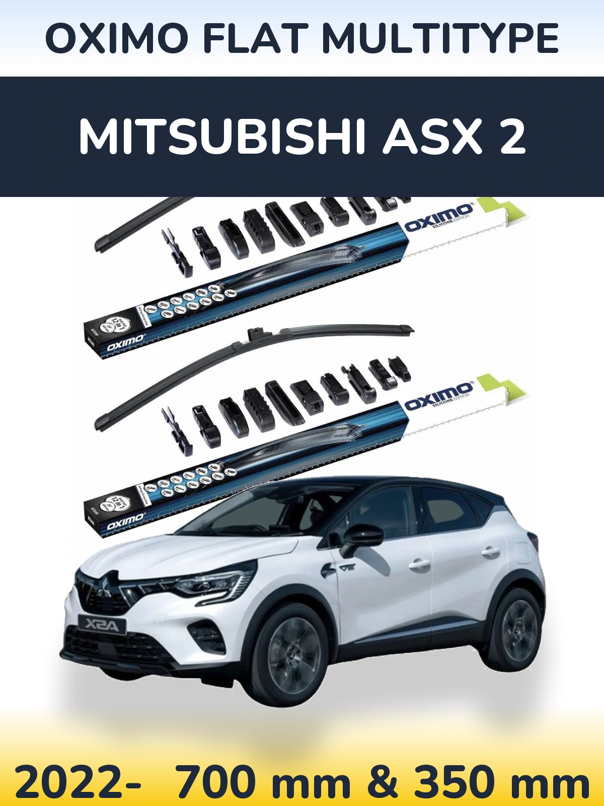 Комплект передних дворников Oximo Flat MultiТипe 700 & 350 мм для Mitsubishi ASX 2 2022-2026