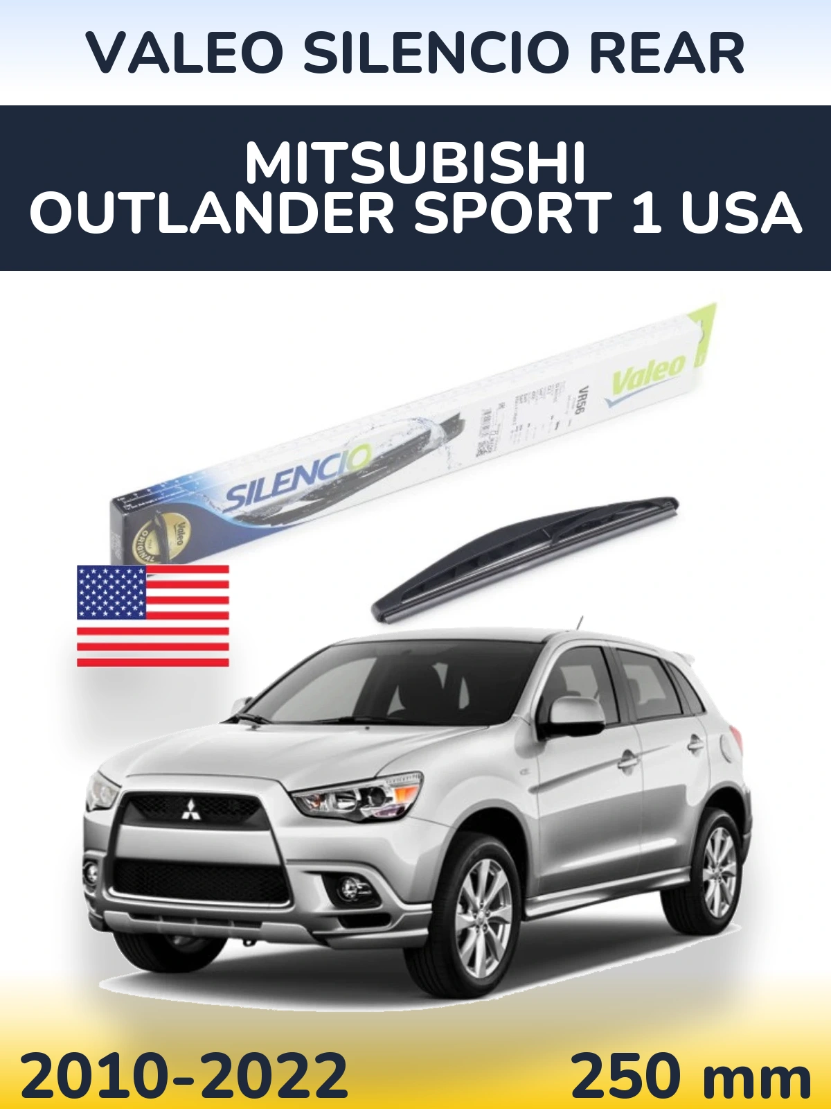 Rear wiper blade Valeo Silencio Rear 240 mm for Mitsubishi Outlander Sport 1 USA 2010-2022