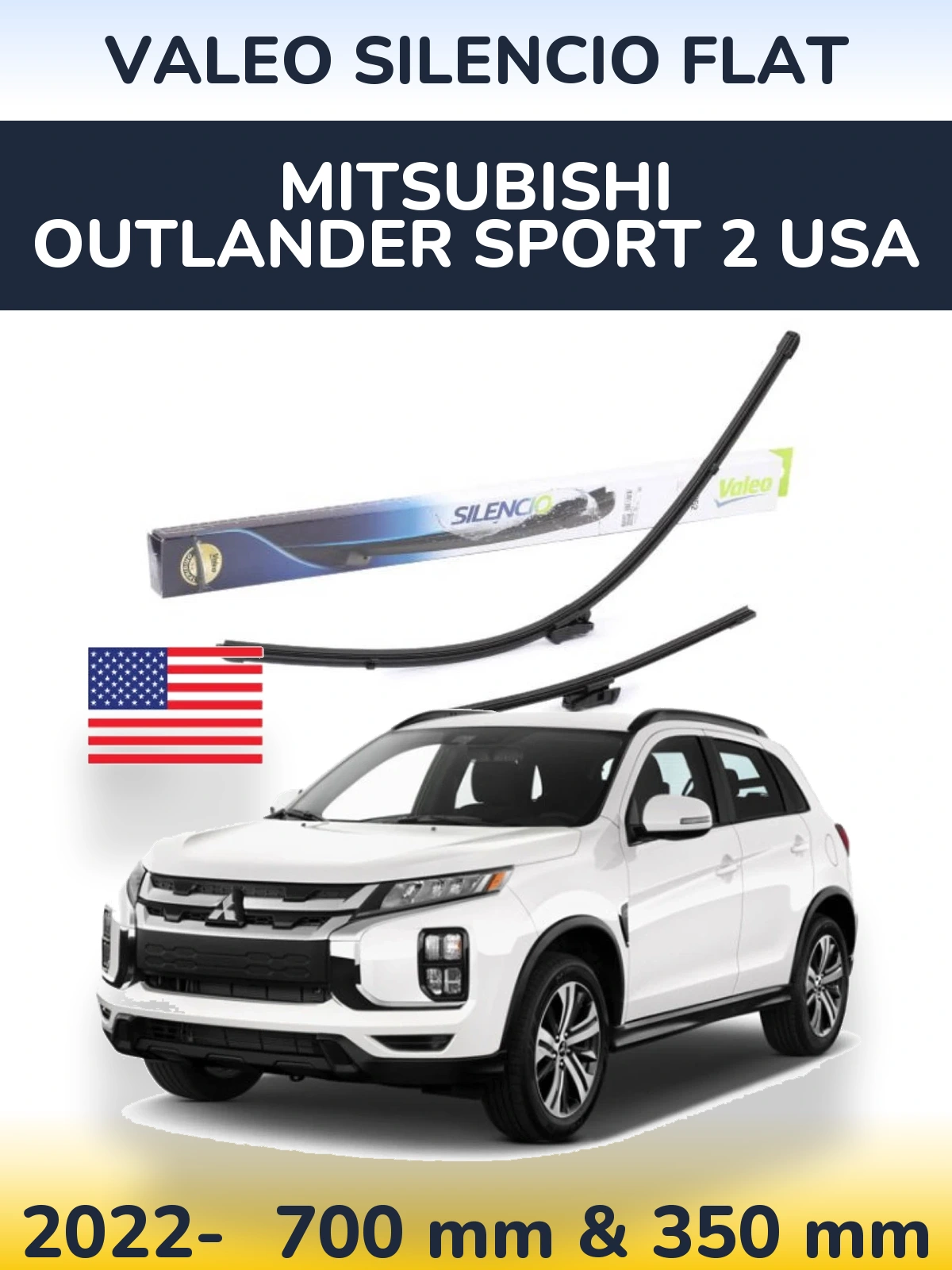 Комплект передних дворников Valeo Silencio Flat 700 & 350 мм для Mitsubishi Outlander Sport 2 USA 2022-2026