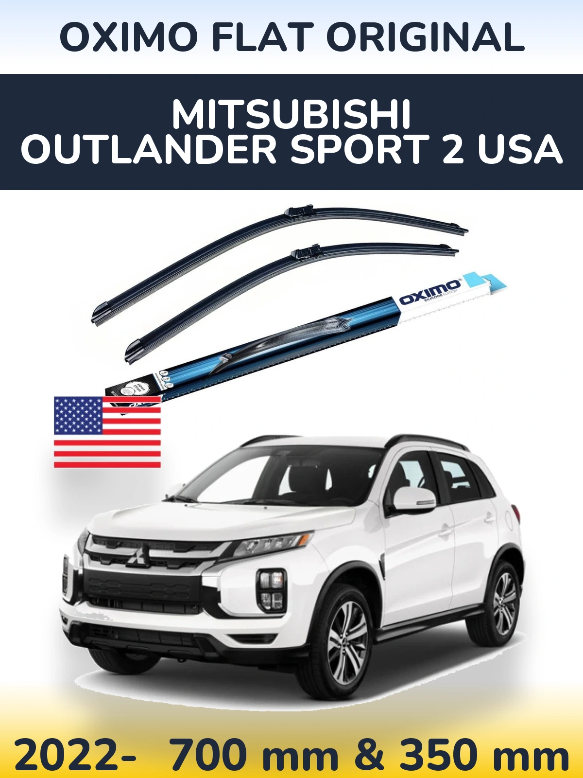 Front wiper blade set Oximo Flat Original 700 & 350 mm for Mitsubishi Outlander Sport 2 USA 2022-2026