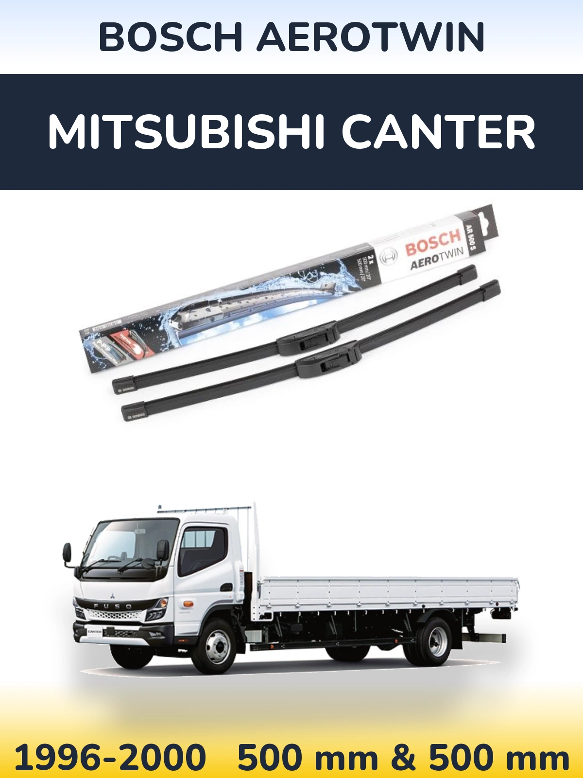 Комплект передніх щіток BOSCH AeroTwin 500 & 500 мм для Mitsubishi Canter 1996-2000