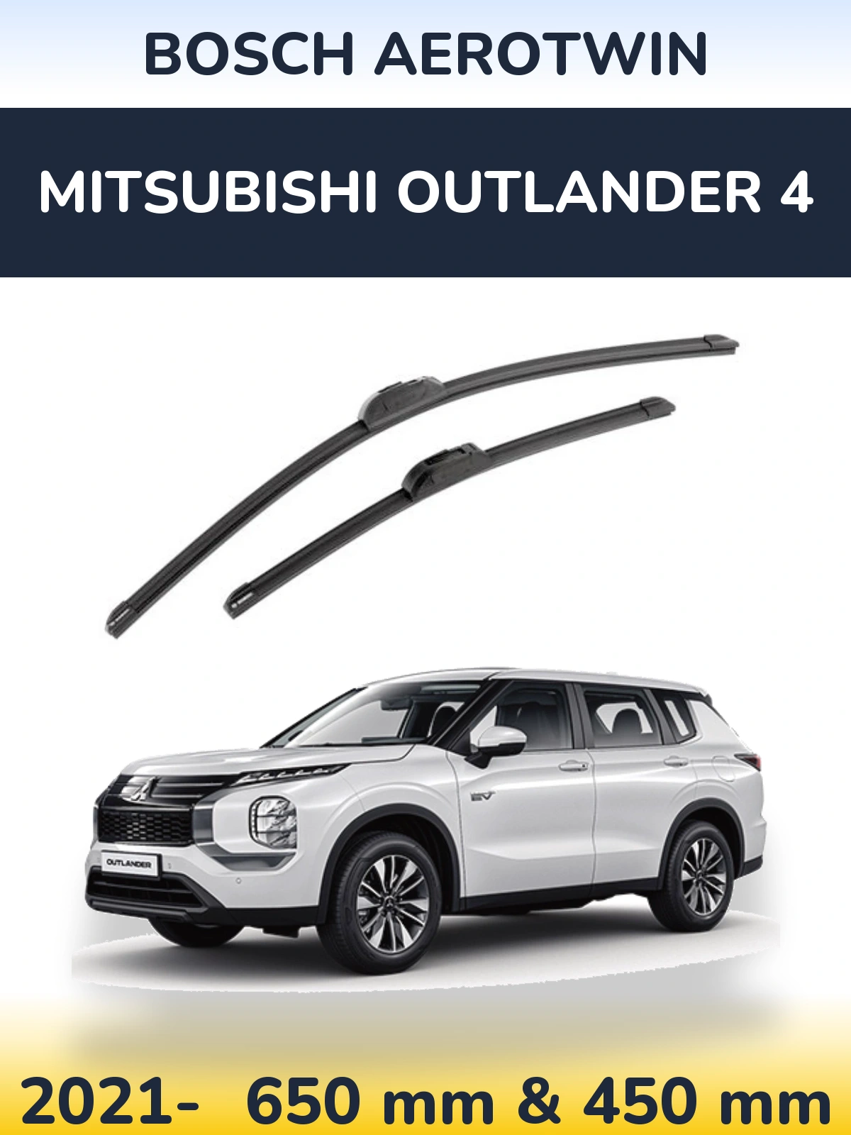Front wiper blade set BOSCH AeroTwin 650 & 450 mm for Mitsubishi Outlander 4 2021-2026