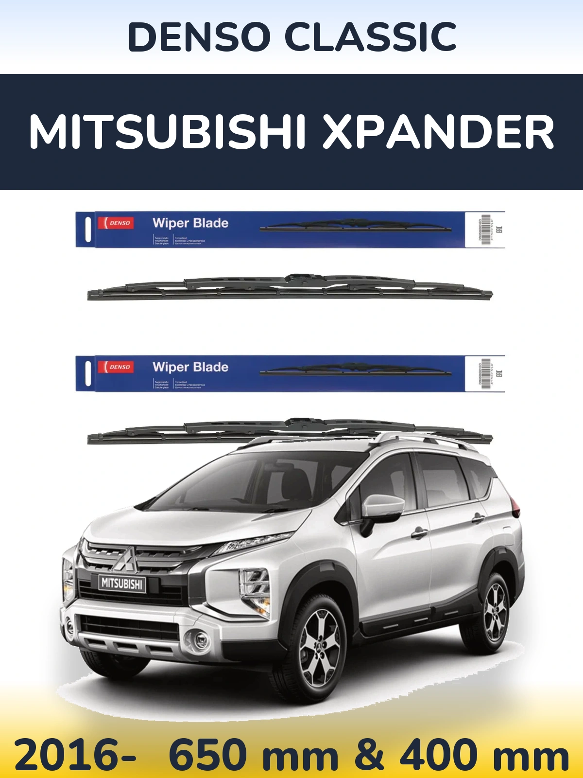 Front wiper blade set Denso Classic 650 & 400 mm for Mitsubishi Xpander 2016-2026