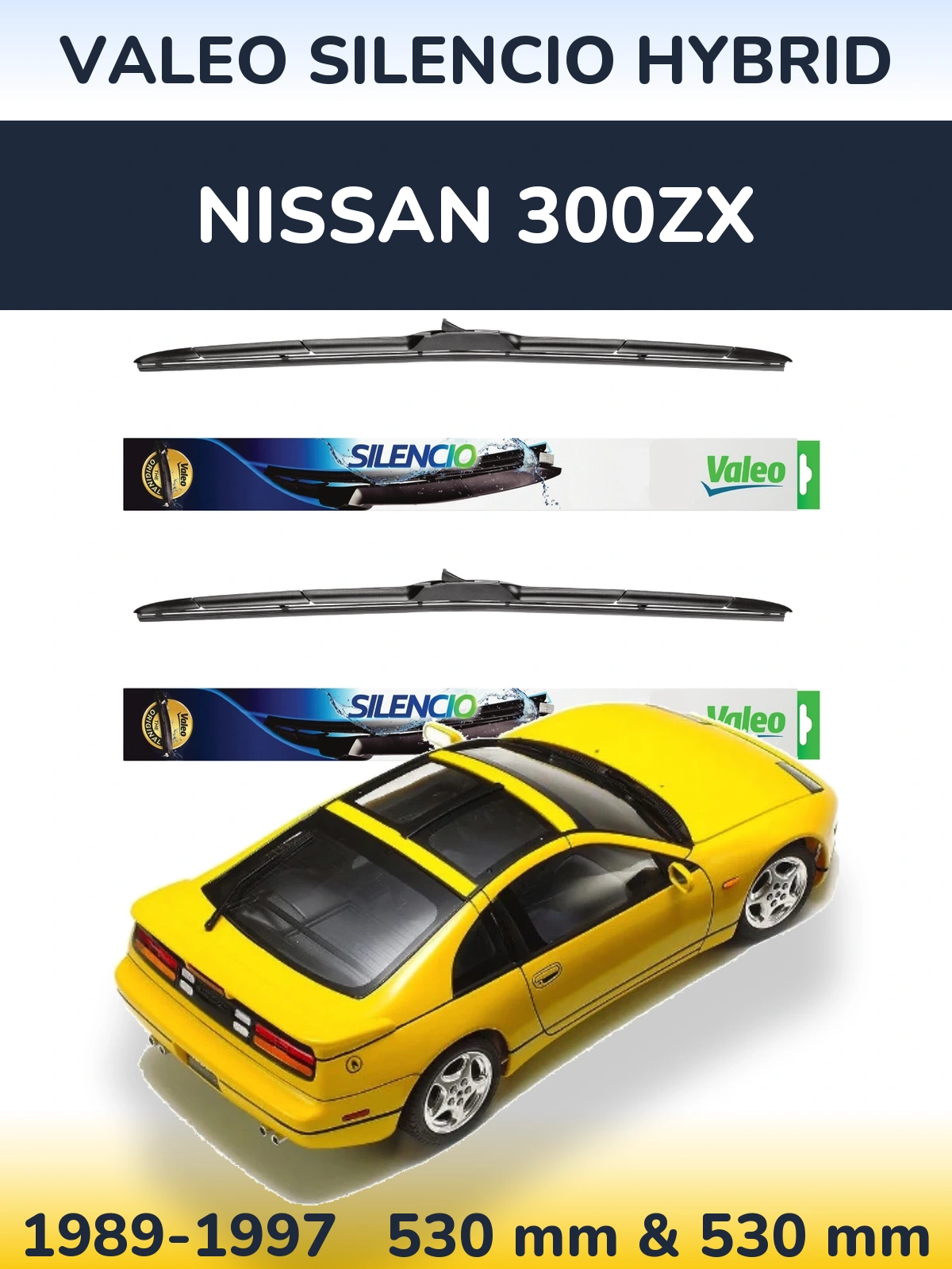 Комплект передних дворников Valeo Silencio Hybrid 530 & 530 мм для Nissan 300ZX 1989-1997
