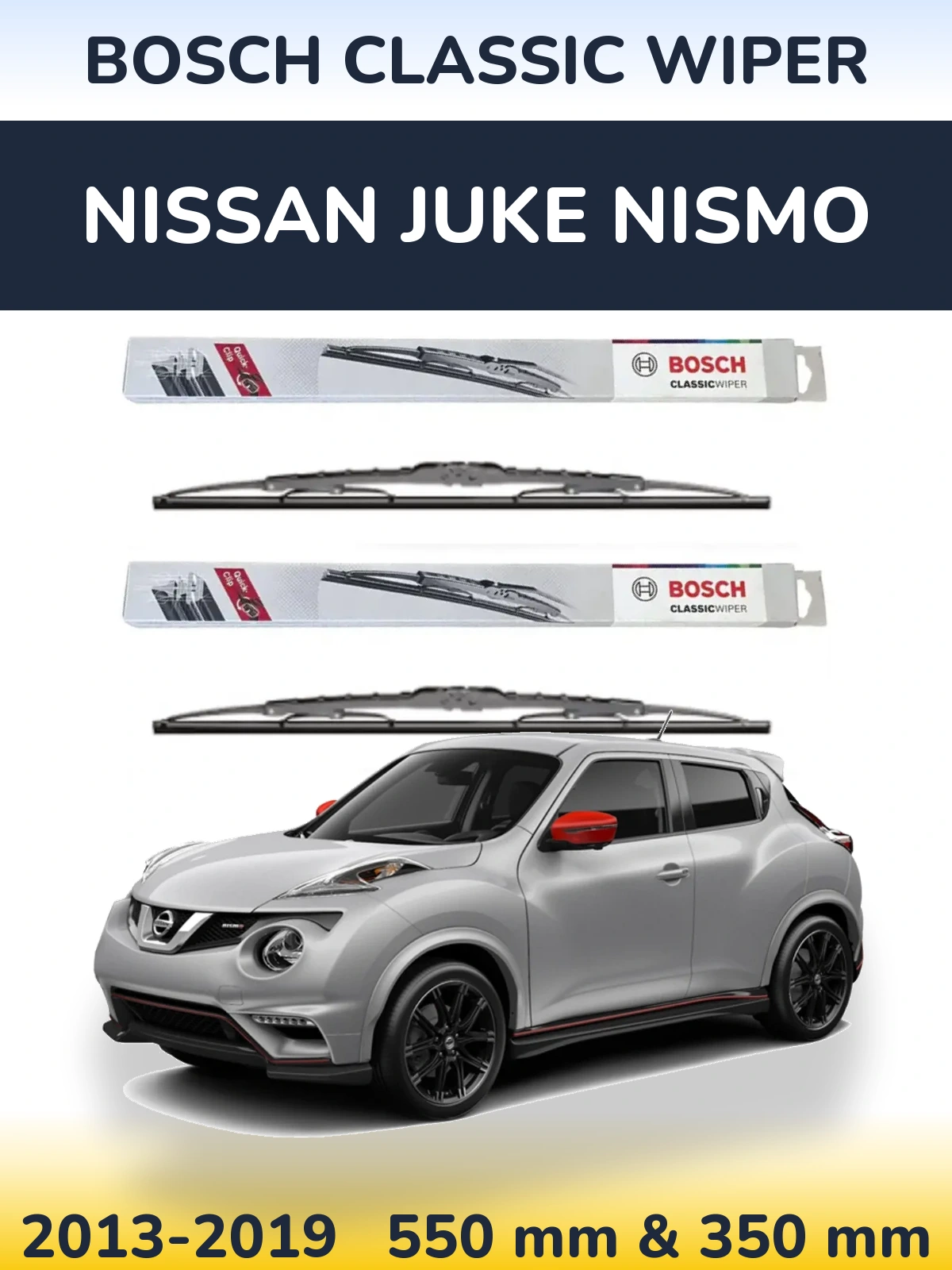 Front wiper blade set BOSCH Classic Wiper 550 & 340 mm for Nissan Juke Nismo 2013-2019