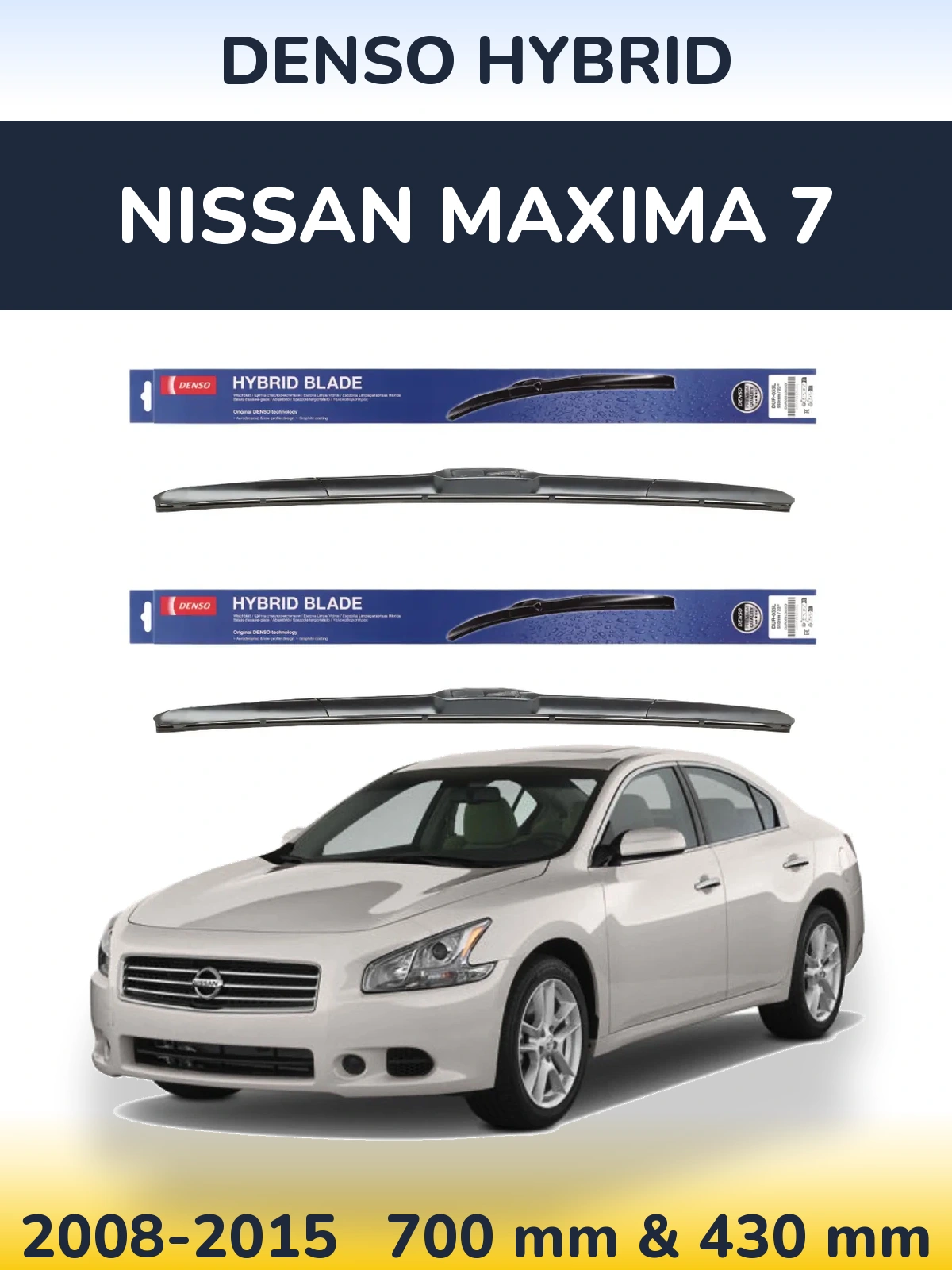 Front wiper blade set Denso Hybrid 700 & 430 mm for Nissan Maxima 7 2008-2015