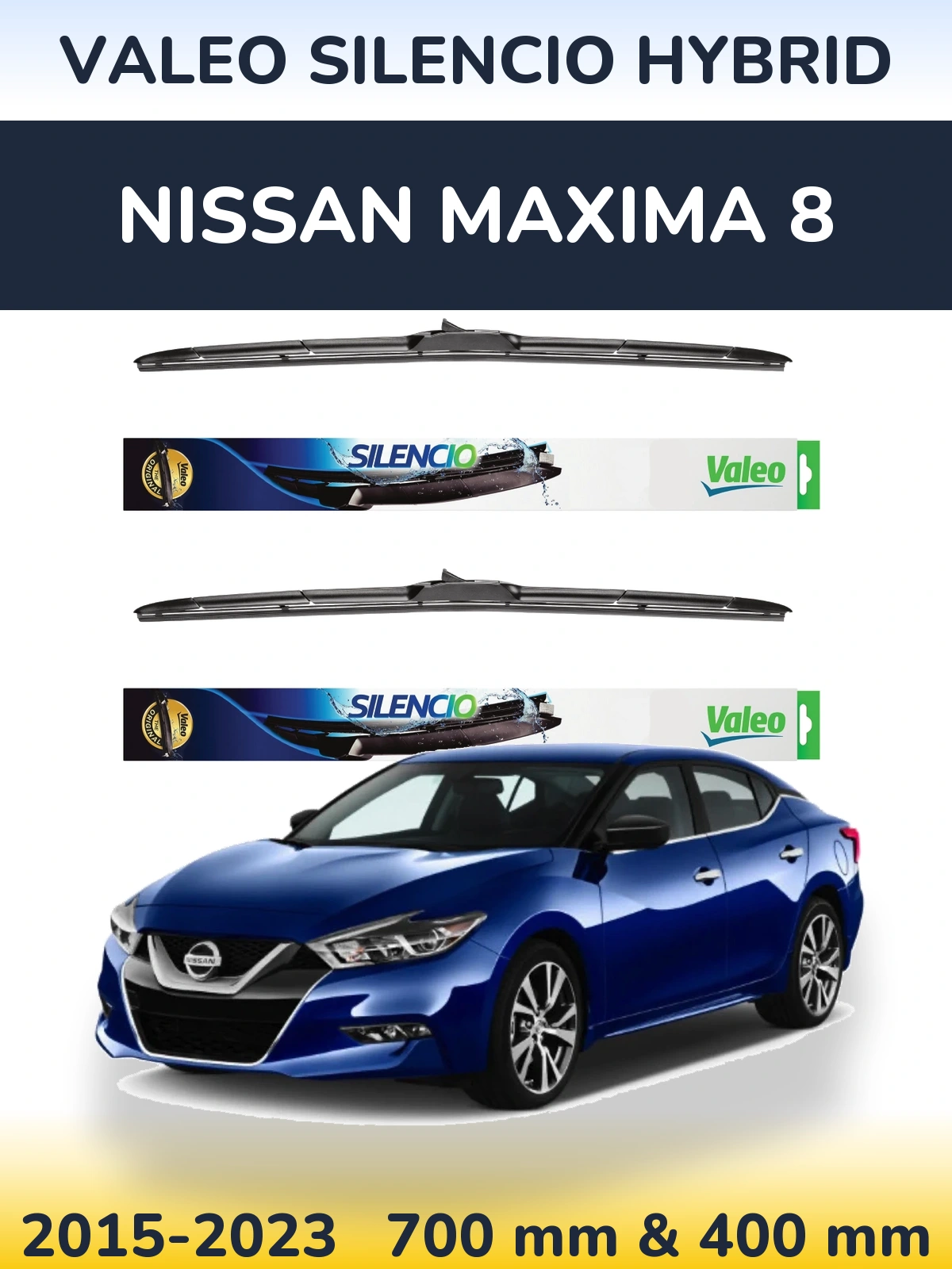 Комплект передних дворников Valeo Silencio Hybrid 700 & 400 мм для Nissan Maxima 8 2015-2023