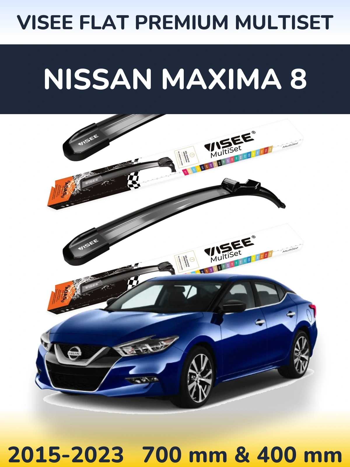 Front wiper blade set VISEE FLAT PREMIUM MultiSet 700 & 400 mm for Nissan Maxima 8 2015-2023