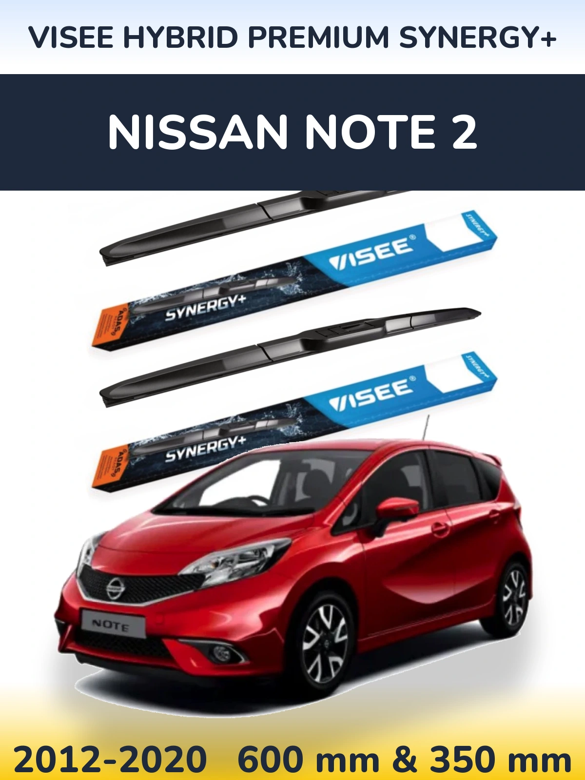 Комплект передних дворников VISEE HYBRID PREMIUM SYNERGY+ 600 & 350 мм для Nissan Note 2 2012-2020
