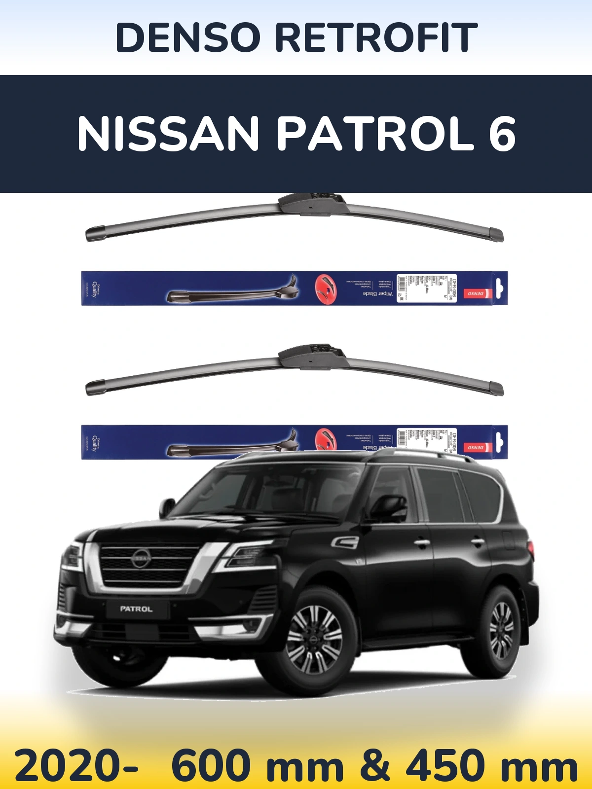 Комплект передніх щіток Denso Retrofit 600 & 450 мм для Nissan Patrol 6 2020-2026