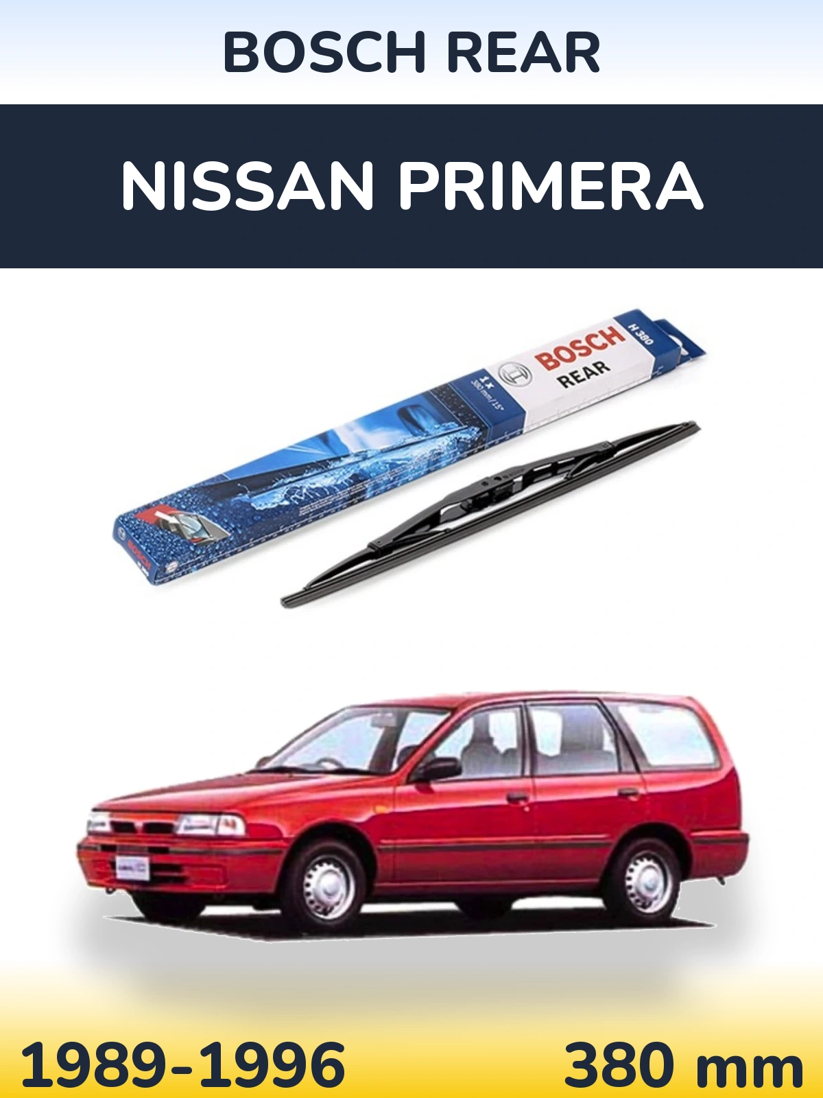 Rear wiper blade BOSCH Rear 380 mm for Nissan Primera 1989-1996