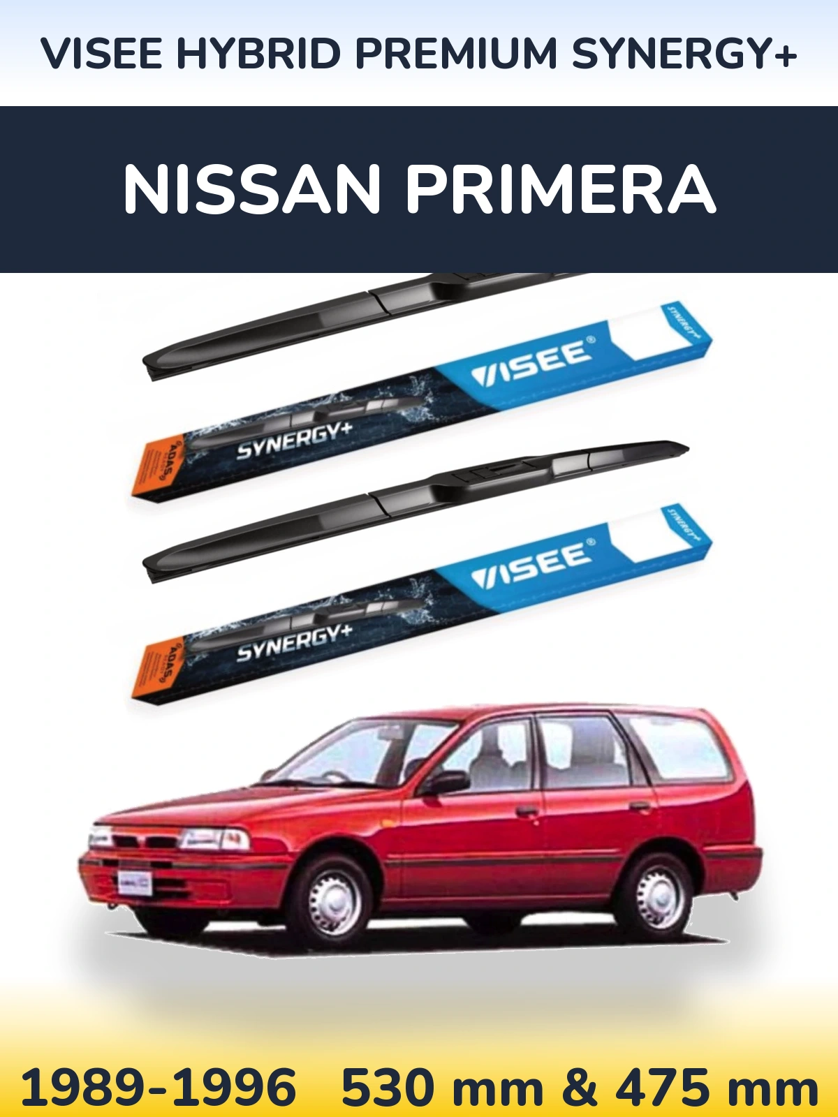 Комплект передних дворников VISEE HYBRID PREMIUM SYNERGY+ 530 & 475 мм для Nissan Primera 1989-1996