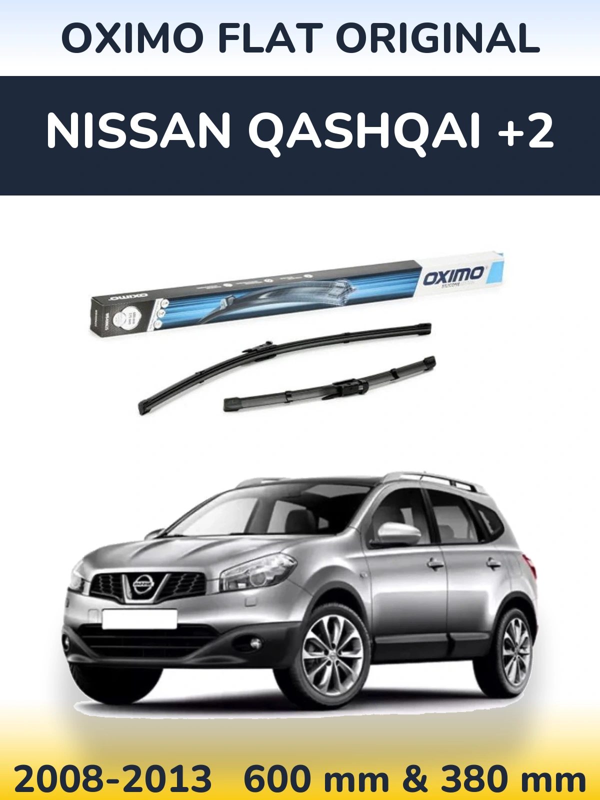 Front wiper blade set Oximo Flat Original 600 & 375 mm for Nissan Qashqai +2 2008-2013