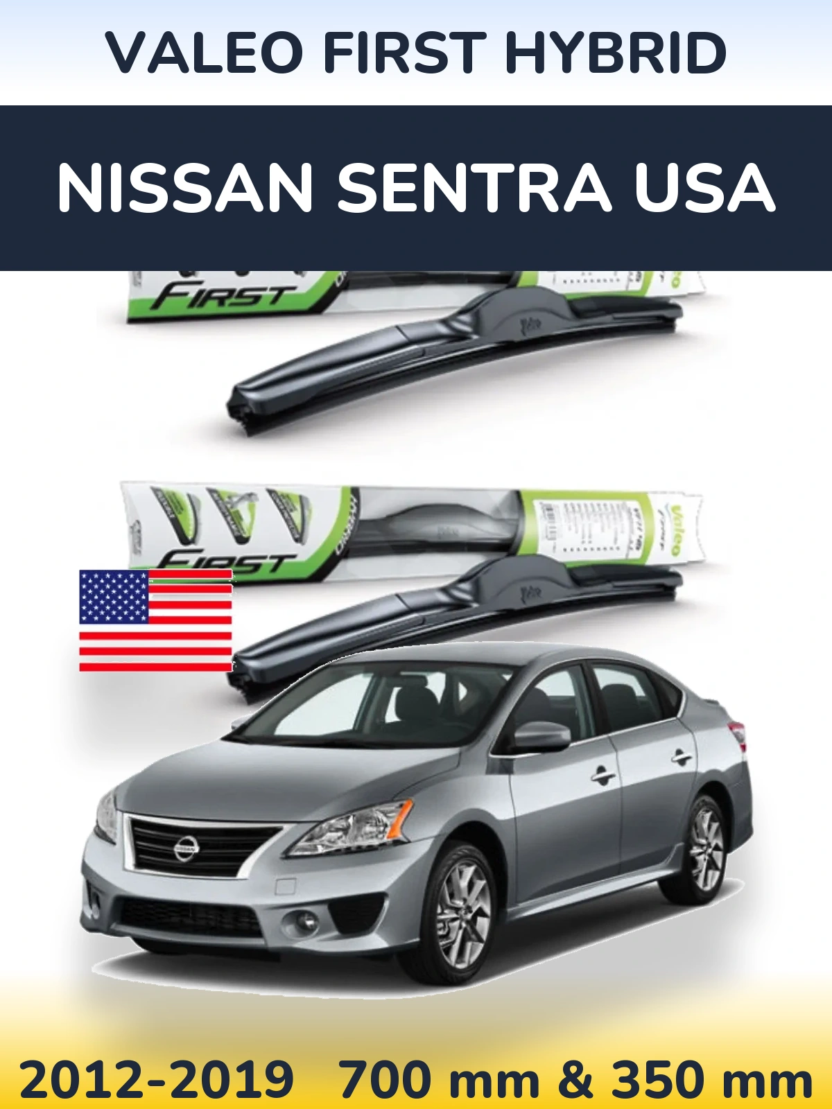 Комплект передних дворников Valeo First Hybrid 700 & 350 мм для Nissan Sentra USA 2012-2019
