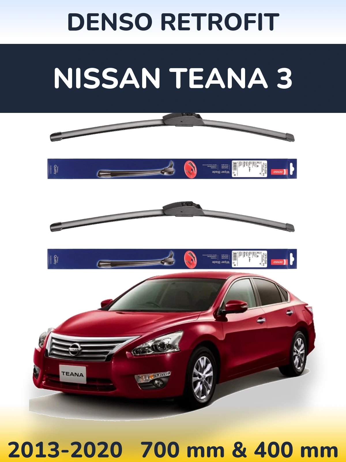 Front wiper blade set Denso Retrofit 700 & 400 mm for Nissan Teana 3 2013-2020