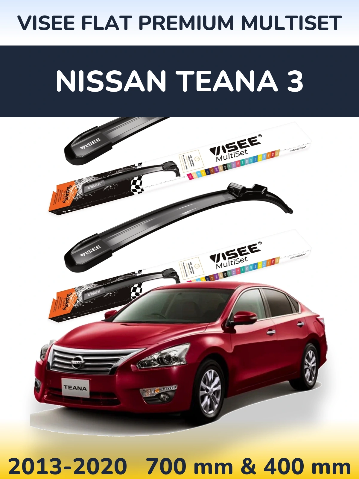 Front wiper blade set VISEE FLAT PREMIUM MultiSet 700 & 400 mm for Nissan Teana 3 2013-2020