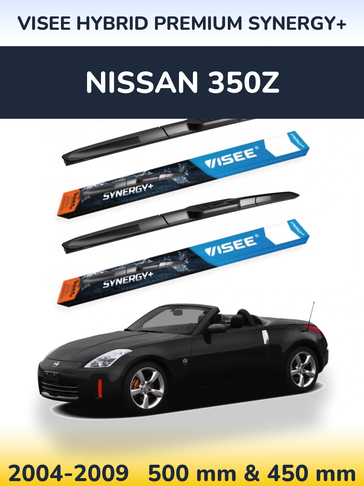 Комплект передніх щіток VISEE HYBRID PREMIUM SYNERGY+ 500 & 450 мм для Nissan 350Z 2004-2009