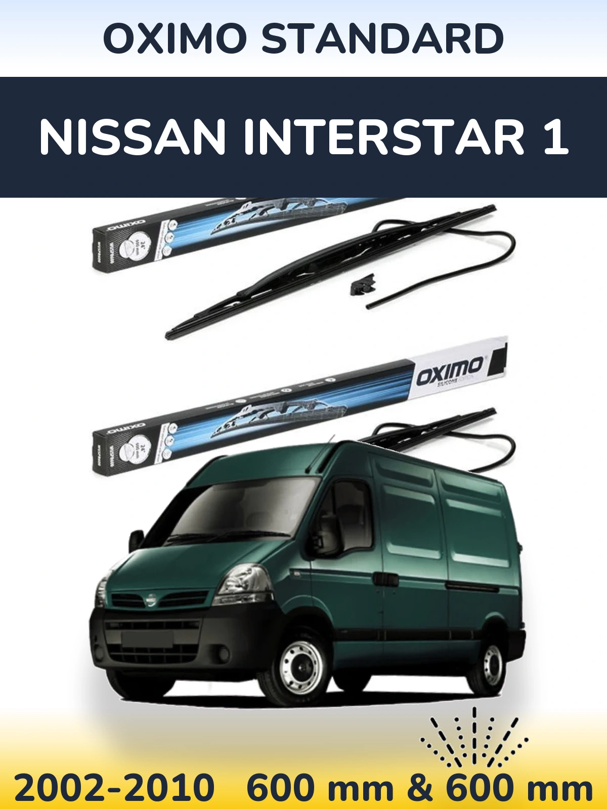 Комплект передних дворников Oximo Standard 600 & 600 мм для Nissan Interstar 1 2002-2010