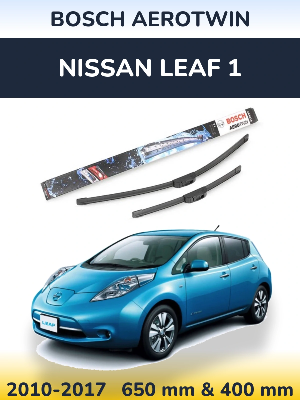 Front wiper blade set BOSCH AeroTwin 650 & 400 mm for Nissan Leaf 1 2010-2017