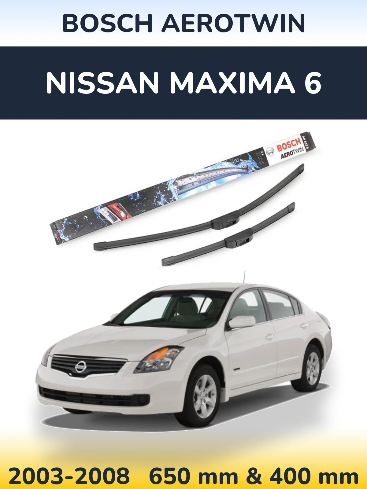 Комплект передніх щіток BOSCH AeroTwin 650 & 400 мм для Nissan Maxima 6 2003-2008