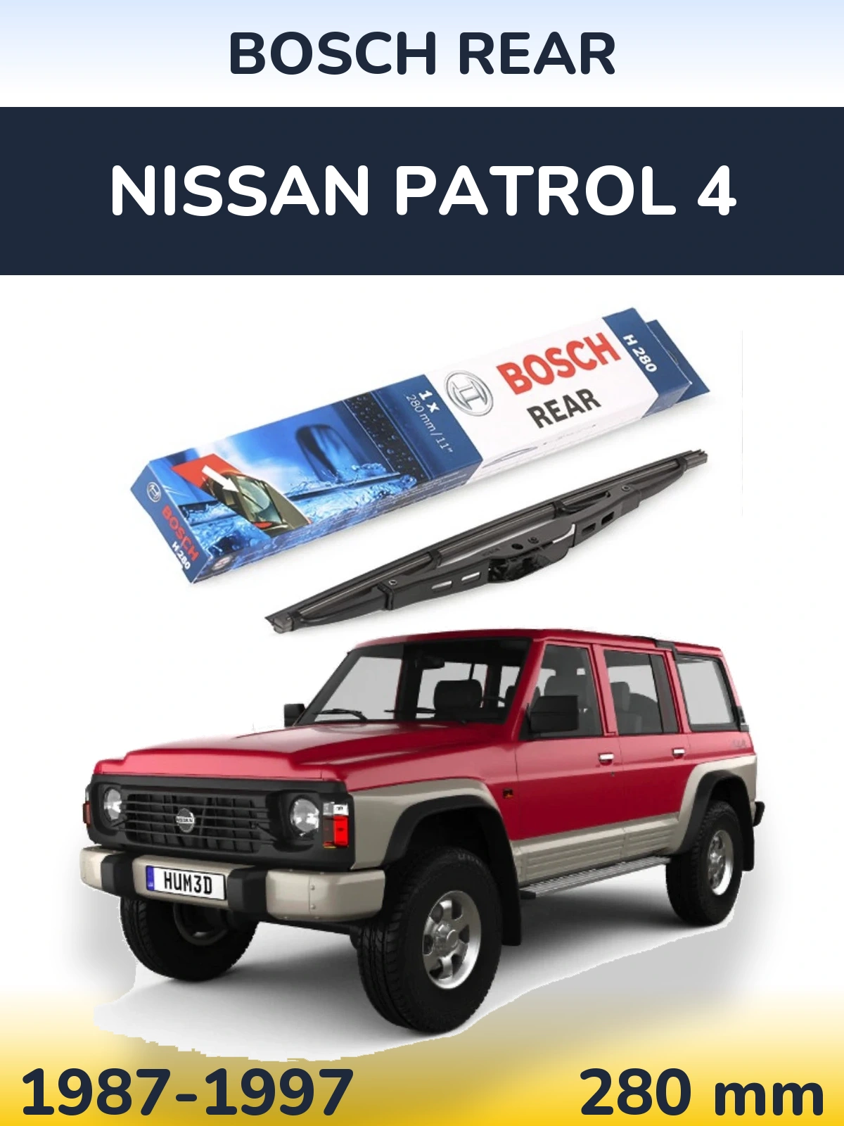 Rear wiper blade BOSCH Rear 280 mm for Nissan Patrol 4 1987-1997