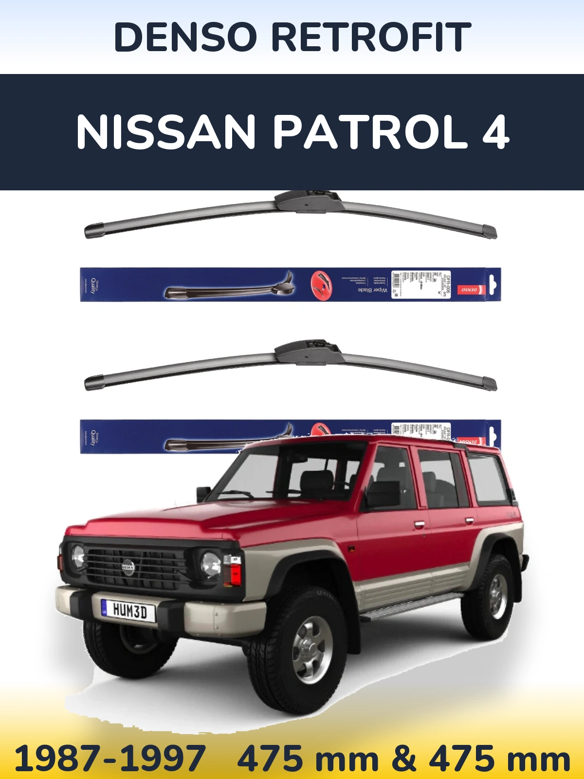 Комплект передних дворников Denso Retrofit 475 & 475 мм для Nissan Patrol 4 1987-1997
