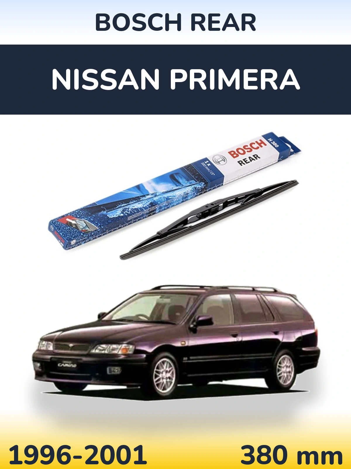 Rear wiper blade BOSCH Rear 380 mm for Nissan Primera 1996-2001