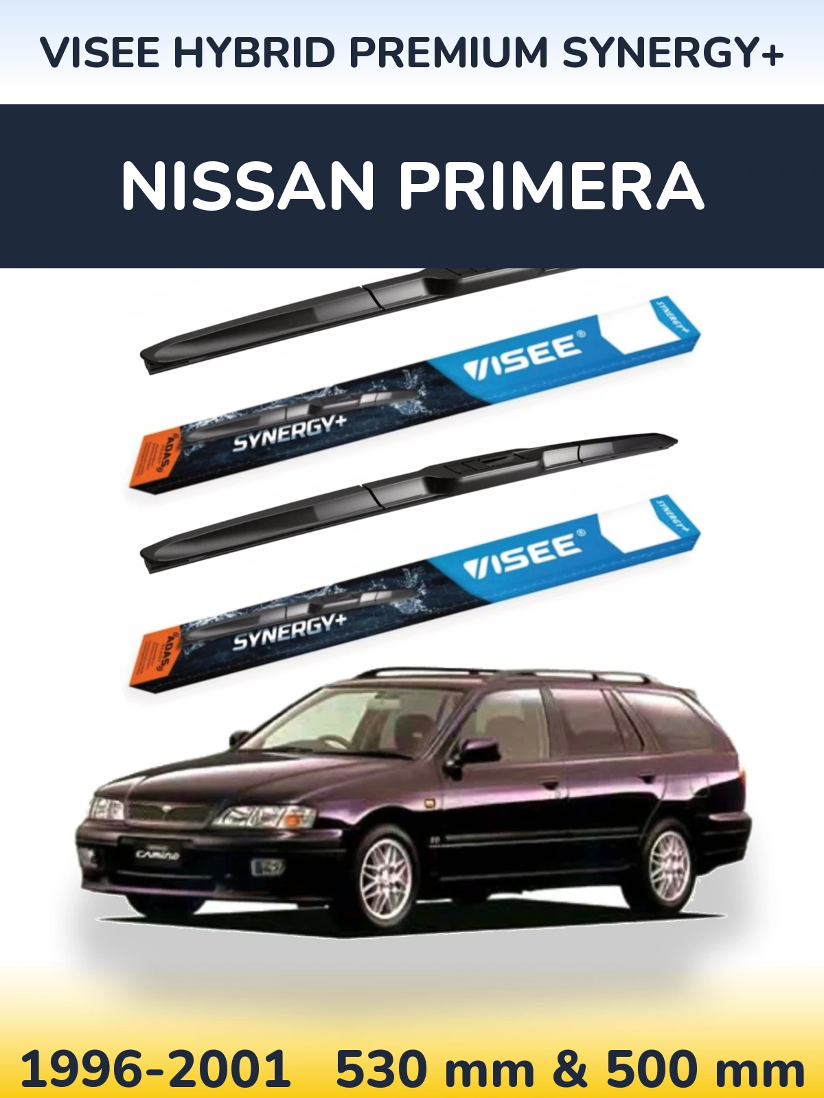 Комплект передних дворников VISEE HYBRID PREMIUM SYNERGY+ 530 & 500 мм для Nissan Primera 1996-2001