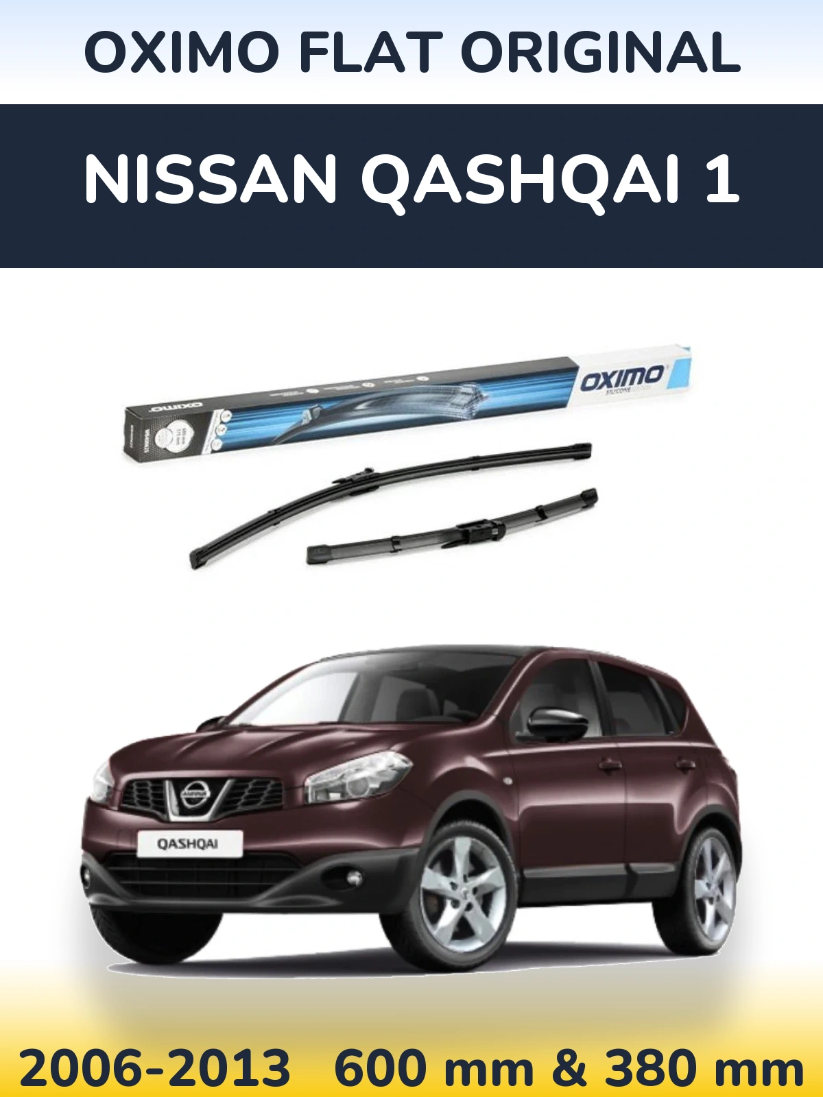 Front wiper blade set Oximo Flat Original 600 & 375 mm for Nissan Qashqai 1 2006-2013