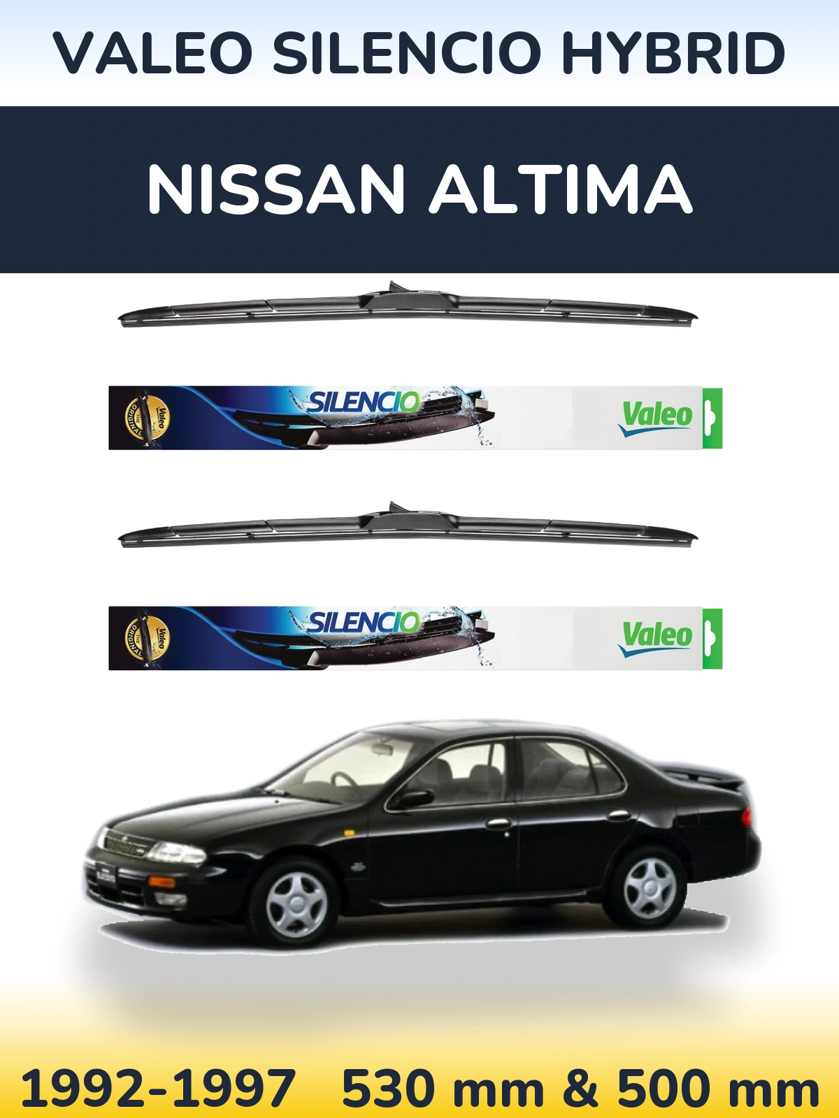 Комплект передних дворников Valeo Silencio Hybrid 530 & 500 мм для Nissan Altima 1992-1997