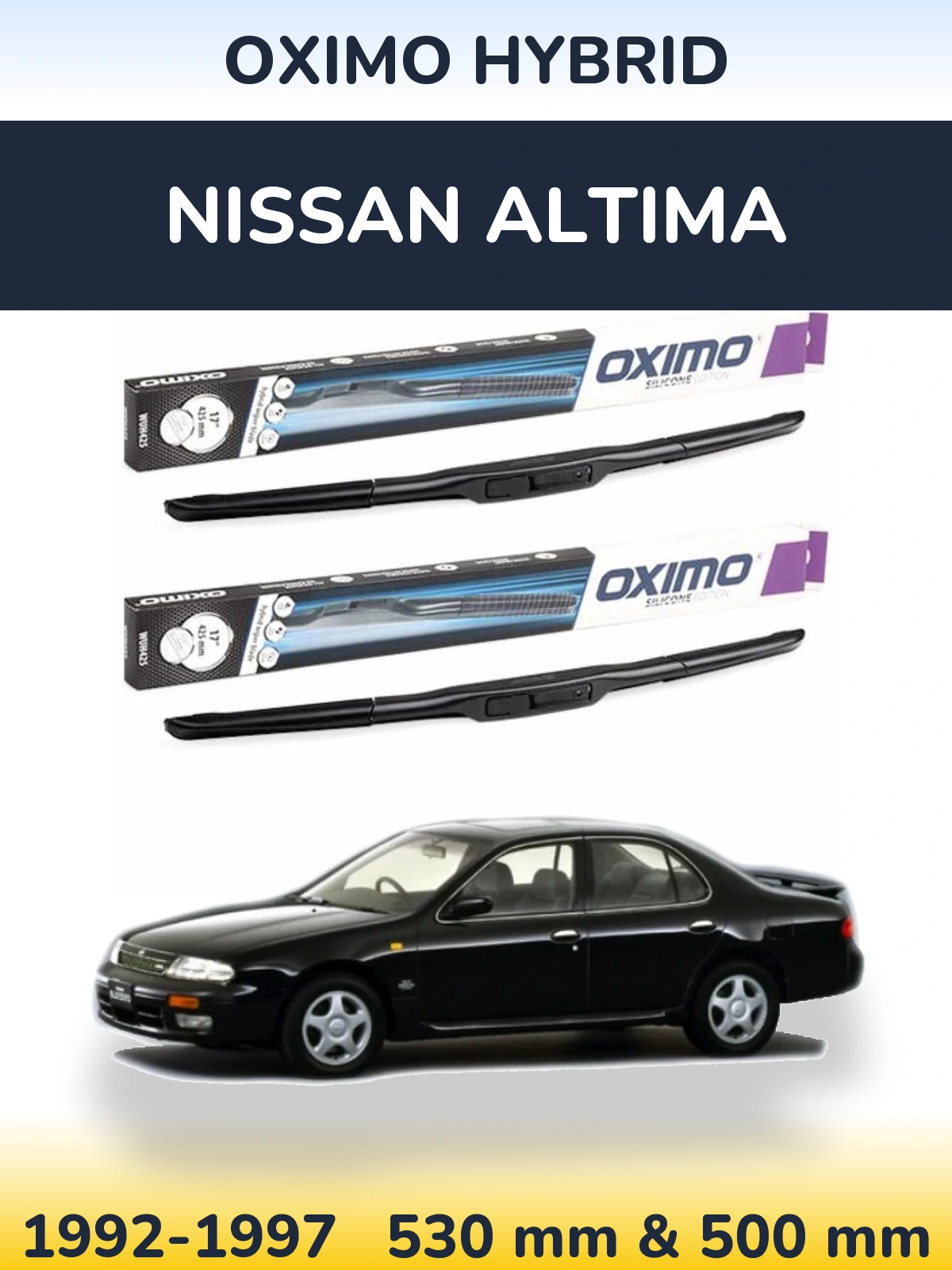 Комплект передних дворников Oximo Hybrid 530 & 500 мм для Nissan Altima 1992-1997