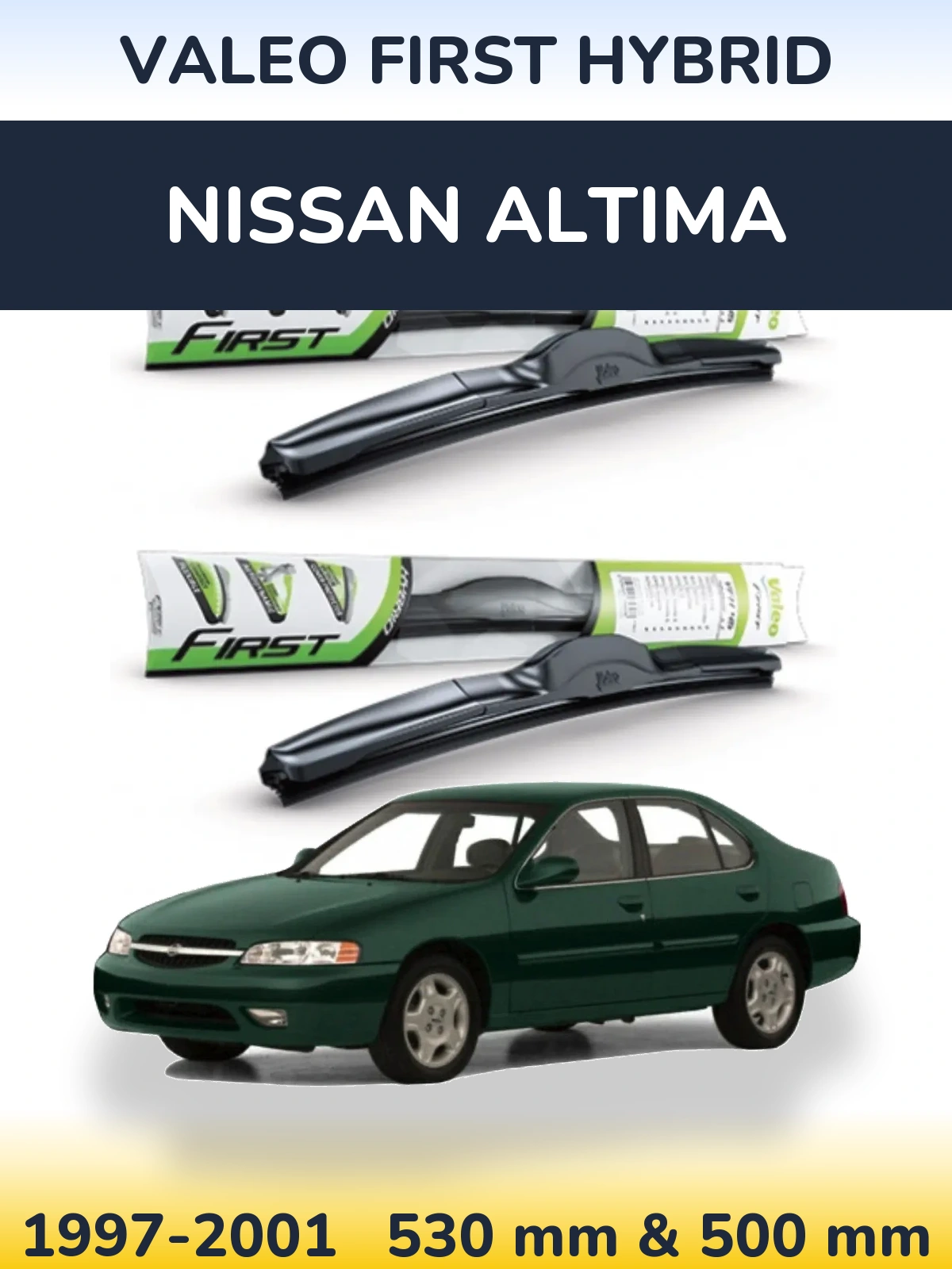 Front wiper blade set Valeo First Hybrid 530 & 500 mm for Nissan Altima 1997-2001