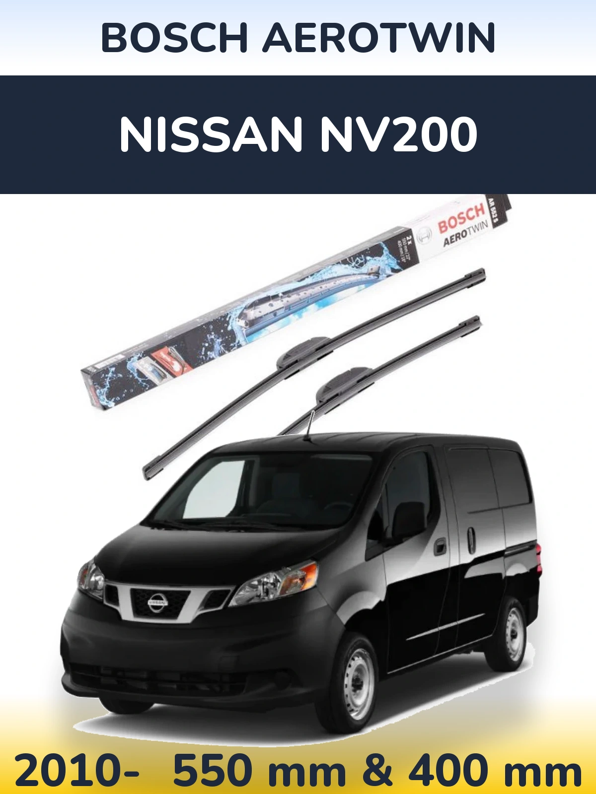 Комплект передних дворников BOSCH AeroTwin 550 & 400 мм для Nissan NV200 2010-2026