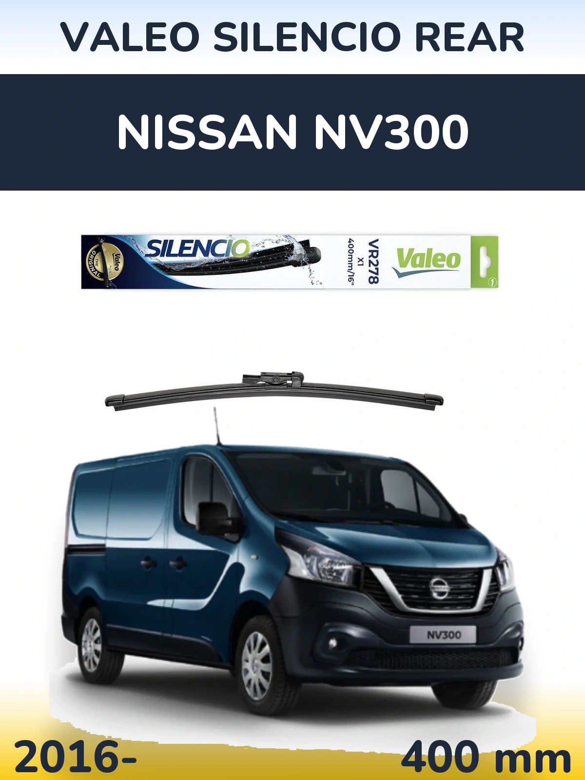 Rear wiper blade Valeo Silencio Rear 400 mm for Nissan NV300 2016-2026