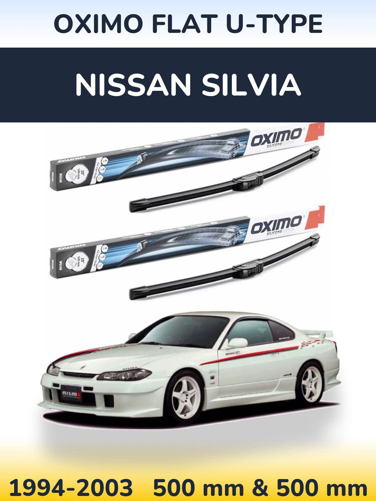 Комплект передних дворников Oximo Flat U-type 500 & 500 мм для Nissan Silvia 1994-2003