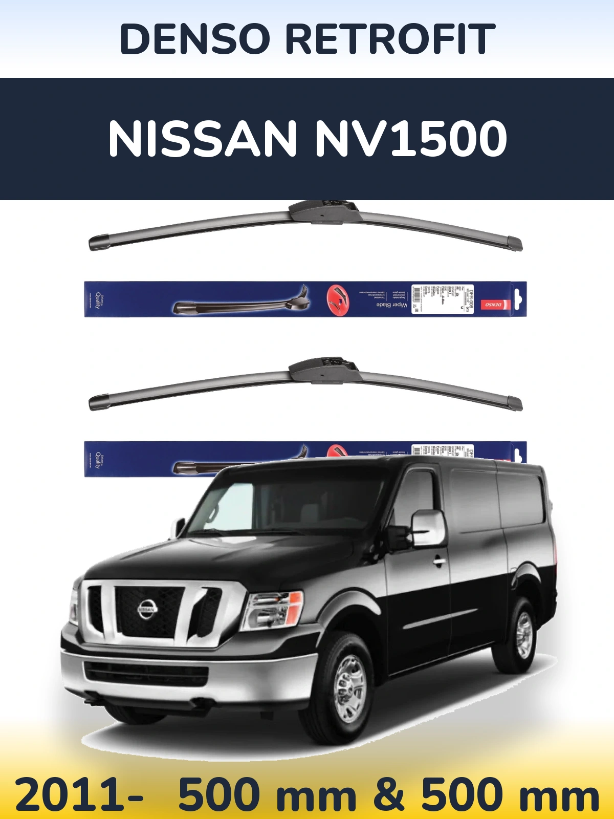 Комплект передніх щіток Denso Retrofit 500 & 500 мм для Nissan NV1500 2011-2026