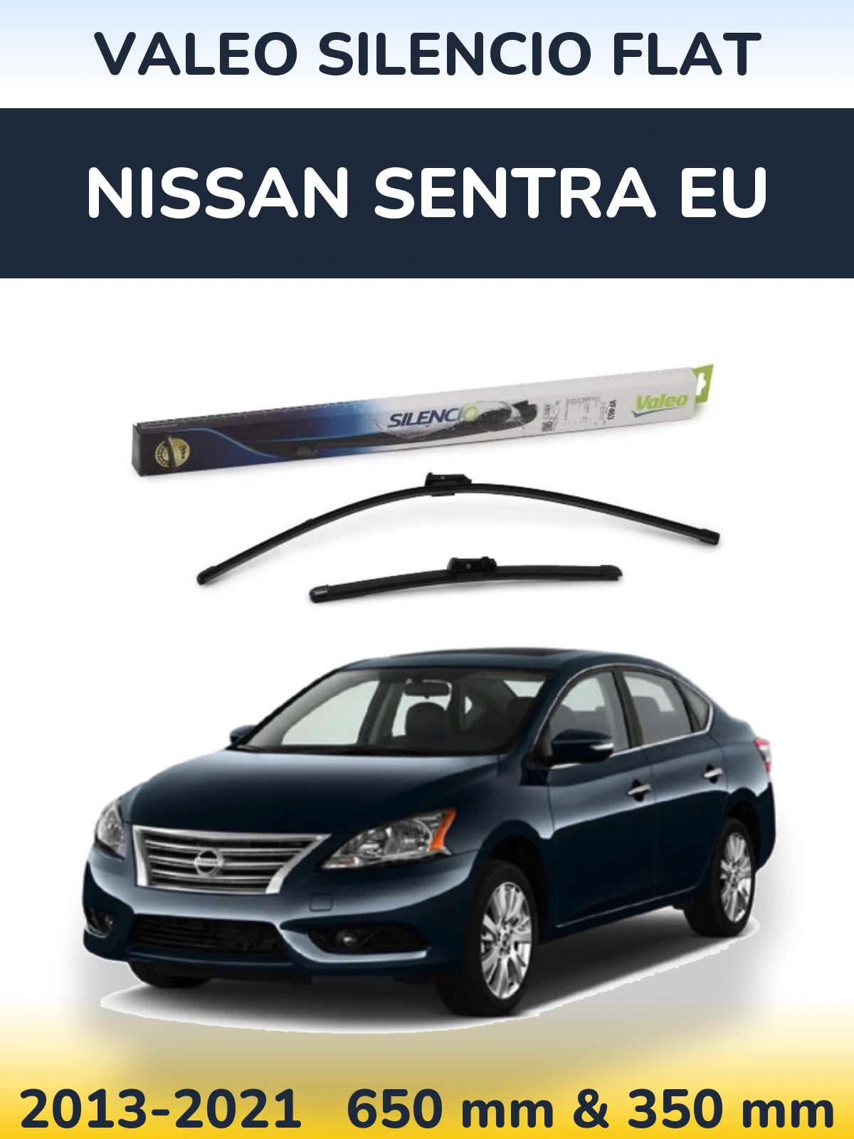 Комплект передніх щіток Valeo Silencio Flat 650 & 350 мм для Nissan Sentra EU 2013-2021