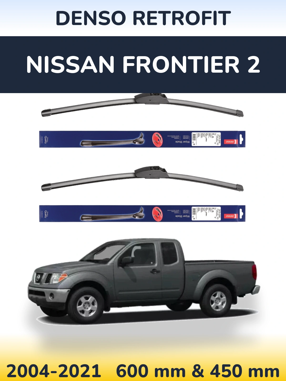 Комплект передних дворников Denso Retrofit 600 & 450 мм для Nissan Frontier 2 2004-2021
