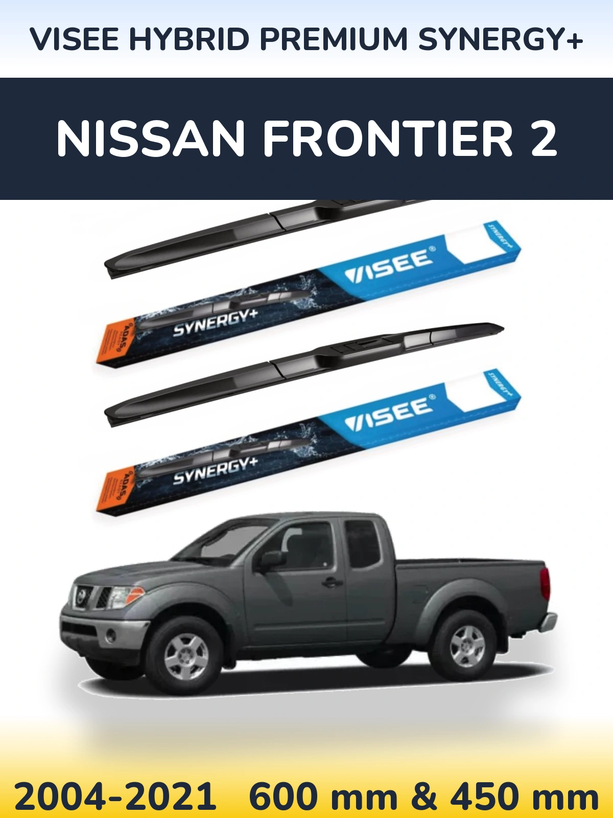 Комплект передних дворников VISEE HYBRID PREMIUM SYNERGY+ 600 & 450 мм для Nissan Frontier 2 2004-2021