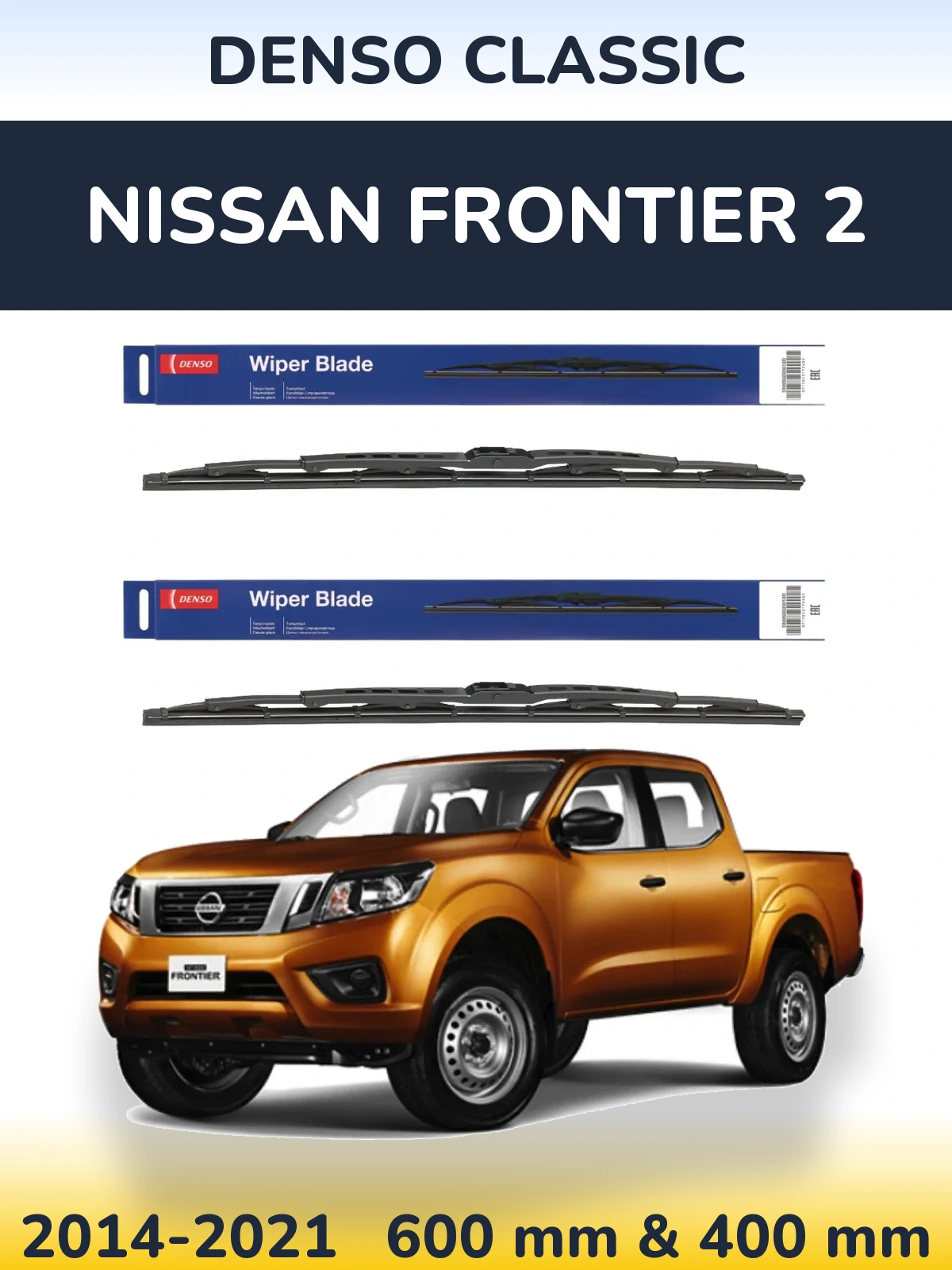 Front wiper blade set Denso Classic 600 & 400 mm for Nissan Frontier 2 2014-2021