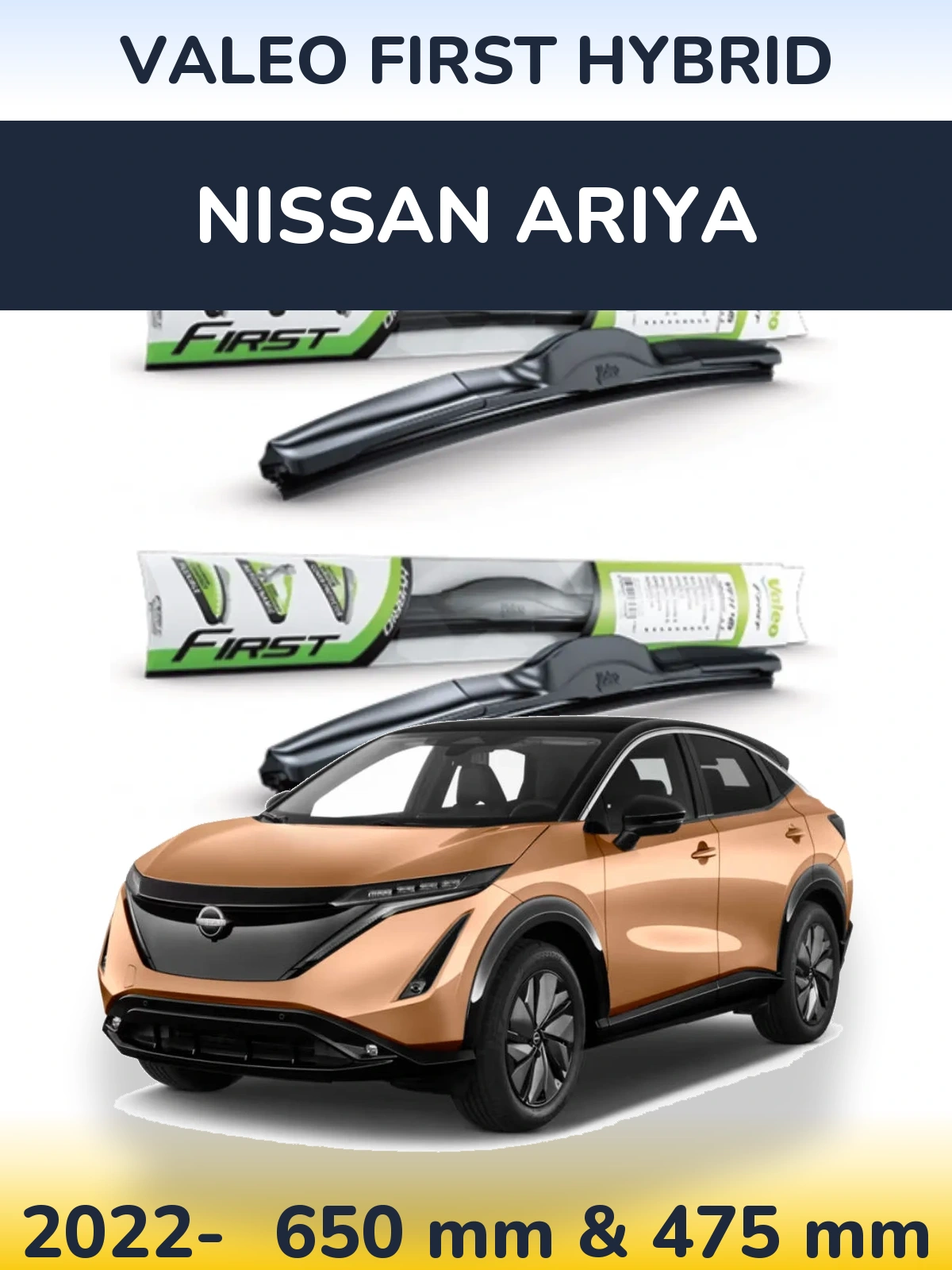 Комплект передніх щіток Valeo First Hybrid 650 & 475 мм для Nissan Ariya 2022-2026