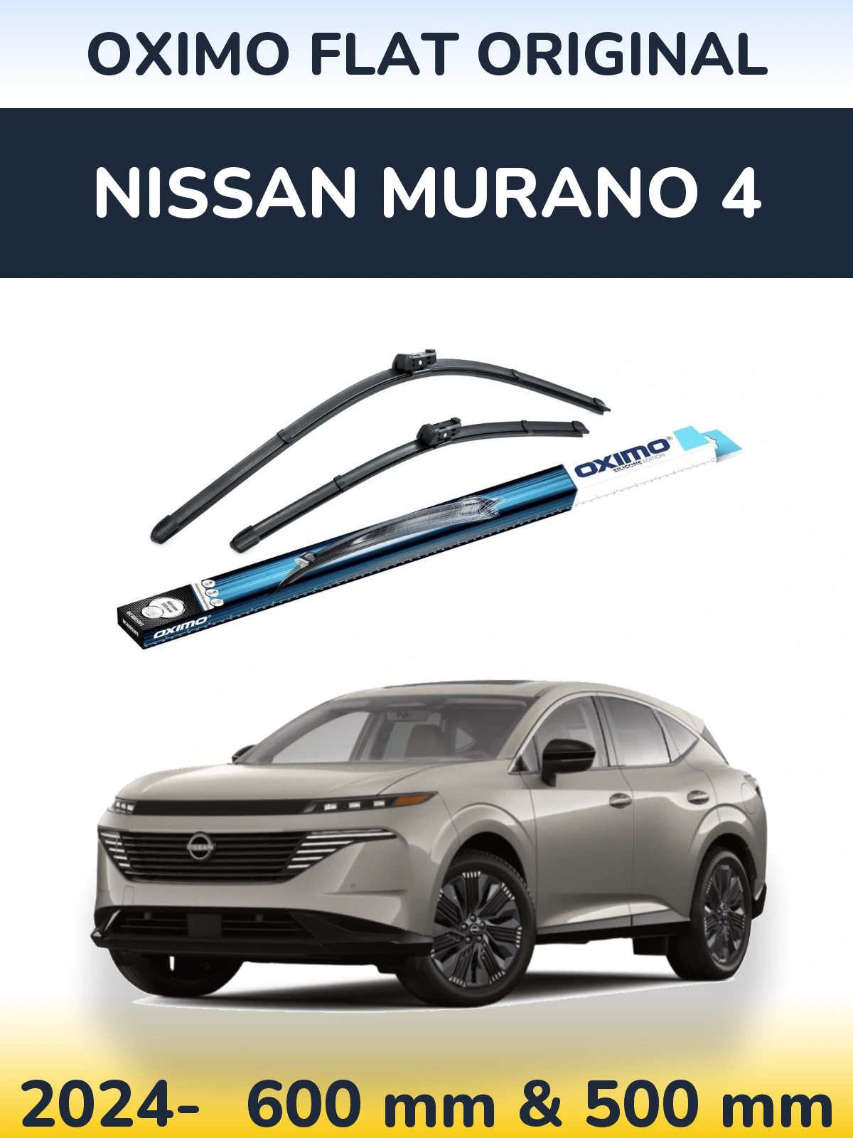 Front wiper blade set Oximo Flat Original 600 & 500 mm for Nissan Murano 4 2024-2026