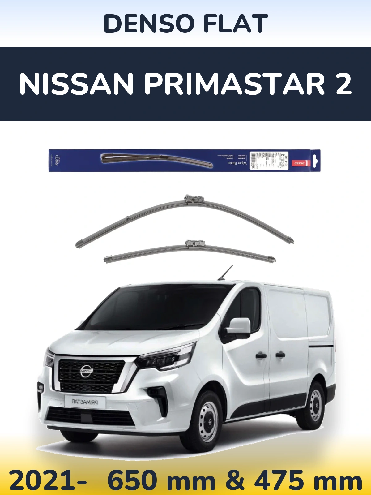 Комплект передніх щіток Denso Flat 650 & 475 мм для Nissan Primastar 2 2021-2026