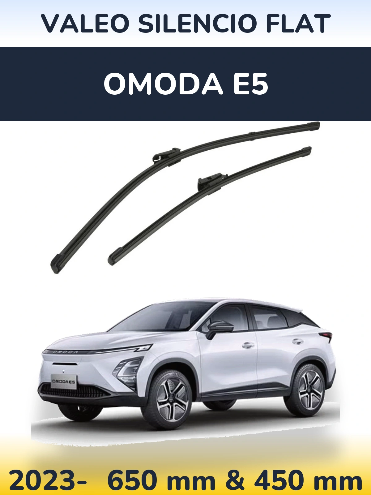 Front wiper blade set Valeo Silencio Flat 650 & 450 mm for Omoda E5 2023-2026