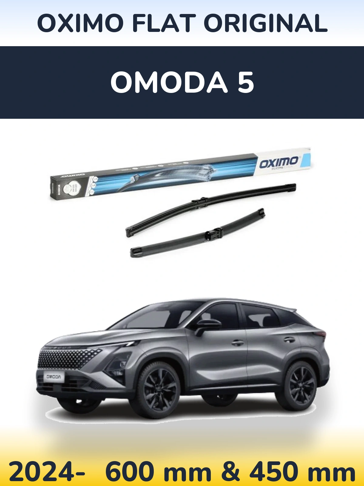 Комплект передніх щіток Oximo Flat Original 600 & 450 мм для Omoda 5 2024-2026