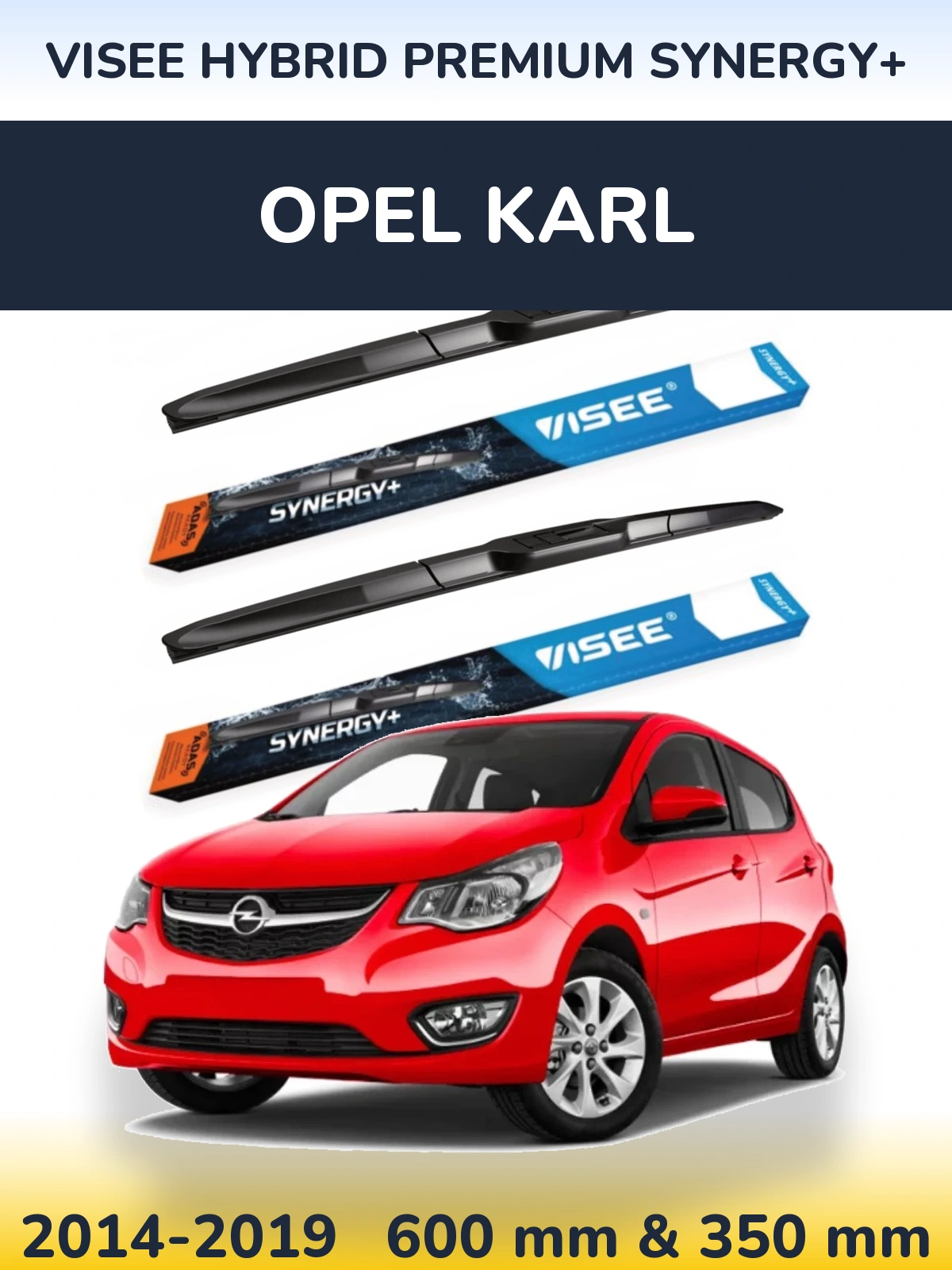Комплект передніх щіток VISEE HYBRID PREMIUM SYNERGY+ 600 & 350 мм для Opel Karl 2014-2019