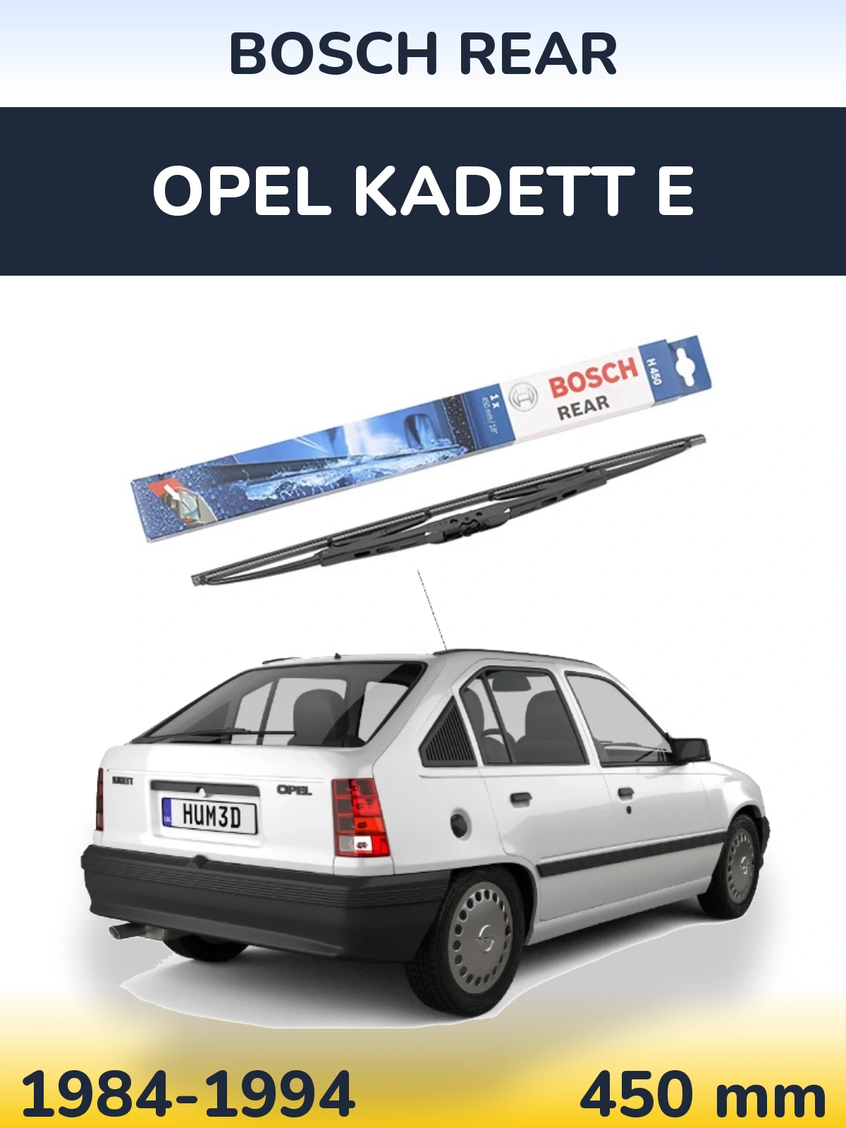Rear wiper blade BOSCH Rear 450 mm for Opel Kadett E 1984-1994