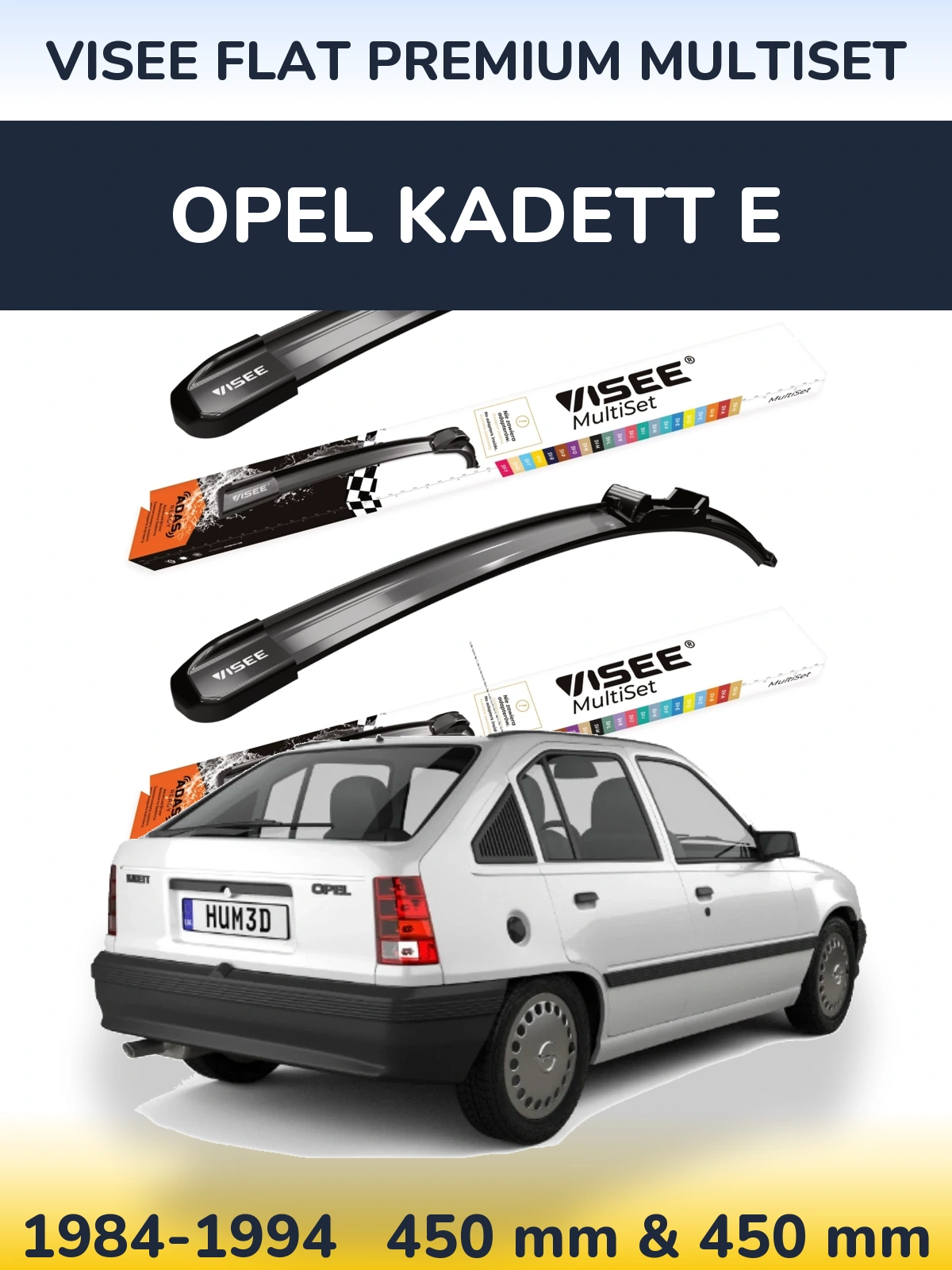 Front wiper blade set VISEE FLAT PREMIUM MultiSet 450 & 450 mm for Opel Kadett E 1984-1994