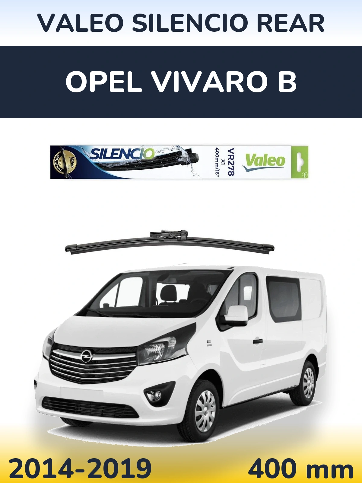 Rear wiper blade Valeo Silencio Rear 400 mm for Opel Vivaro B 2014-2019