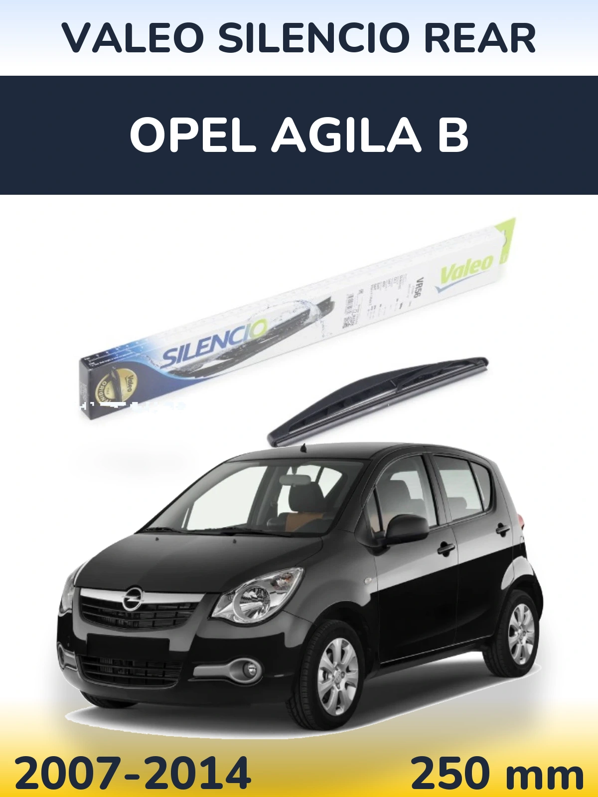 Rear wiper blade Valeo Silencio Rear 240 mm for Opel Agila B 2007-2014